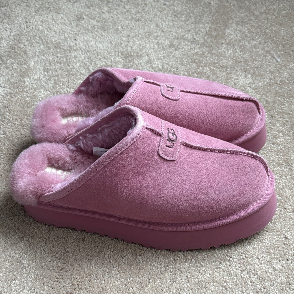 UGG Dusty Rose Suede platform suede slide slippers